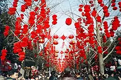 Image 54Red lanterns are hung from the trees during the Chinese New Year celebrations in Ditan Park (Temple of Earth) in Beijing. (from Chinese culture)