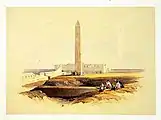 Obelisk at Alexandria Commonly Called Cleopatra's Needle.  Lithograph by Louis Haghe from an original by David Roberts
