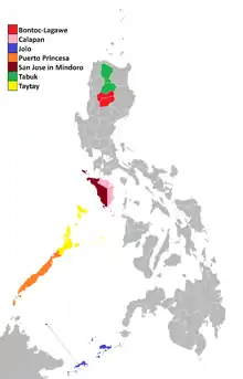 Map of the apostolic vicariates of the Catholic Church in the Philippines