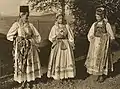 Transylvanian Saxon women from Roșia (German: Rothberg) in traditional costumes (German: Sächsische Trachten)