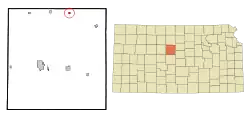 Location within Russell County and Kansas