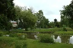 A pond in the centre of Rybníček village