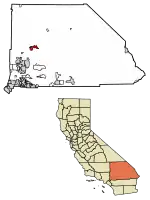 Location of Barstow in San Bernardino County, California.