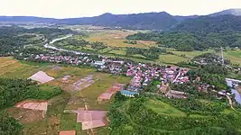 The aerial view of San Jose Oco overlooking the stretch of Oco River.