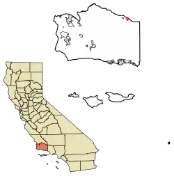 Location of Cuyama in Santa Barbara County, California.