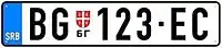 Serbian vehicle registration plate