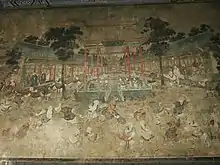 Image 45Mural at Shaolin temple from 1830's depicting forearm strikes and reverse kicks (from Chinese martial arts)