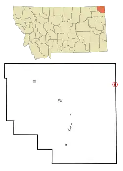 Location of Westby, Montana