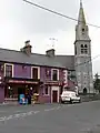 Shop, bar and church on the crossroads at Leitrim.