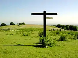 View across the top of Mount Carvey, with the sea beyond