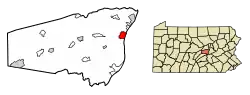 Location of Selinsgrove in Snyder County, Pennsylvania.