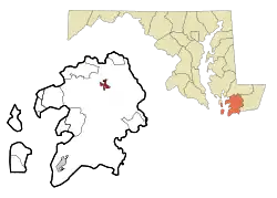 Location in Somerset County and the state of Maryland