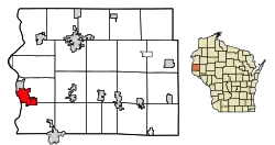 Location of Hudson in St. Croix County, Wisconsin.