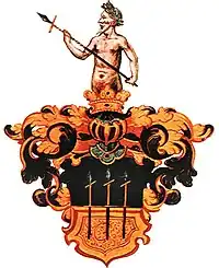 The ancient coat of arms of the Barons of Manndorff.