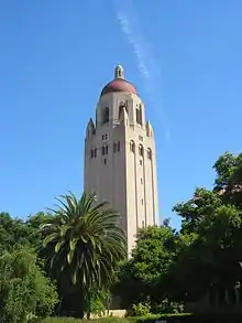 Hoover Tower, at 285 feet (87 m), the tallest building on campus.