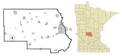 Location of Belgradewithin Stearns County, Minnesota