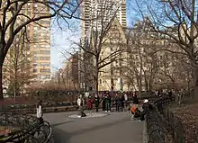 The memorial at Strawberry Fields, New York City, dedicated October 1985.