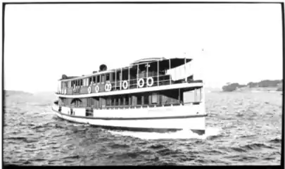 Kookooburra, early in her career with short funnel and awnings to protect passengers from soot.