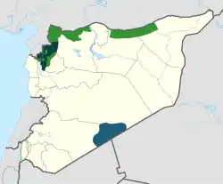 Areas under control of various opposition groups as of February 2020 Interim Government (National Army) Salvation Government (Tahrir al-Sham) al-Tanf (Army of Free Syria)