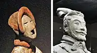 Difference in realism betweeen the Taerpo statuette (4th-3rd century BCE) and the Terracotta Army (210 BCE).