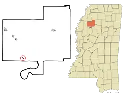 Location of Glendora, Mississippi