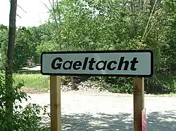 Signpost at the entrance to Gaeltacht
