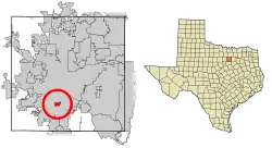 Location of Edgecliff Village in Tarrant County, Texas