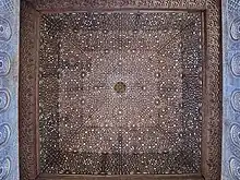The enormous wooden ceiling of the Salón de Embajadores (the Nasrid throne room) at the Alhambra in Granada, Spain (14th century)