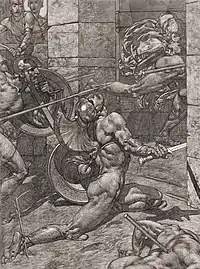 The dying Achilles, with an arrow through his heel