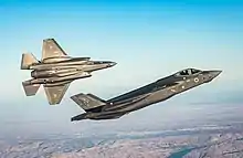 Two F-35I Adir of 116th Squadron "The Southern Lions" (lion symbol at tail) from Nevatim