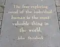 Plaque with John Steinbeck's quote