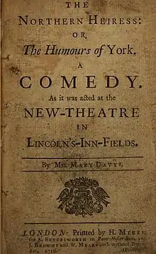 Title page Mary Davys The Northern Heiress 1716