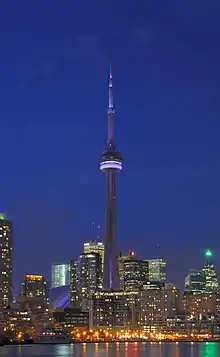 Image 5The CN Tower, located in downtown Toronto, Ontario, Canada, is a communications and observation tower standing 553.3 metres (1,815 ft) tall.