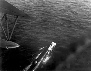 A German submarine under attack by Brazilian Air Force PBY Catalina, 31 July 1943`