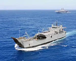 BRP Bacolod City (LC-550), lead ship of the Bacolod City class Logistics Support Vessel, with USS Essex at Balikatan in 2008