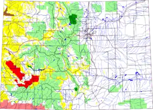 Colorado with Uncompahgre National Forest in red