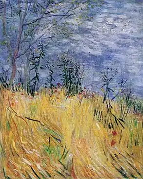 Edge of a Wheatfield with Poppies, 1887, Private collection (drawing of painting) (F310a)