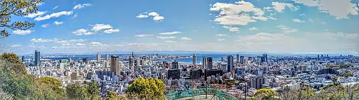 A panorama of Kobe from Mt.Suwa observatory deck