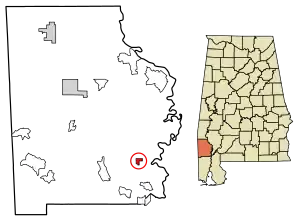 Location of McIntosh in Washington County, Alabama.