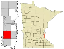 Location of the city of Woodburywithin Washington County, Minnesota