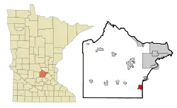 Location of the city of Delanowithin Wright County, Minnesota