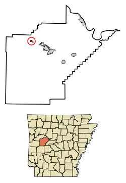 Location of Havana in Yell County, Arkansas.
