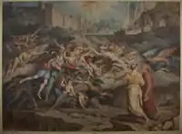 Joseph Anton Koch: Dante and Virgil in the Second Circle in Hell, pen, ink and watercolor on paper, 1823